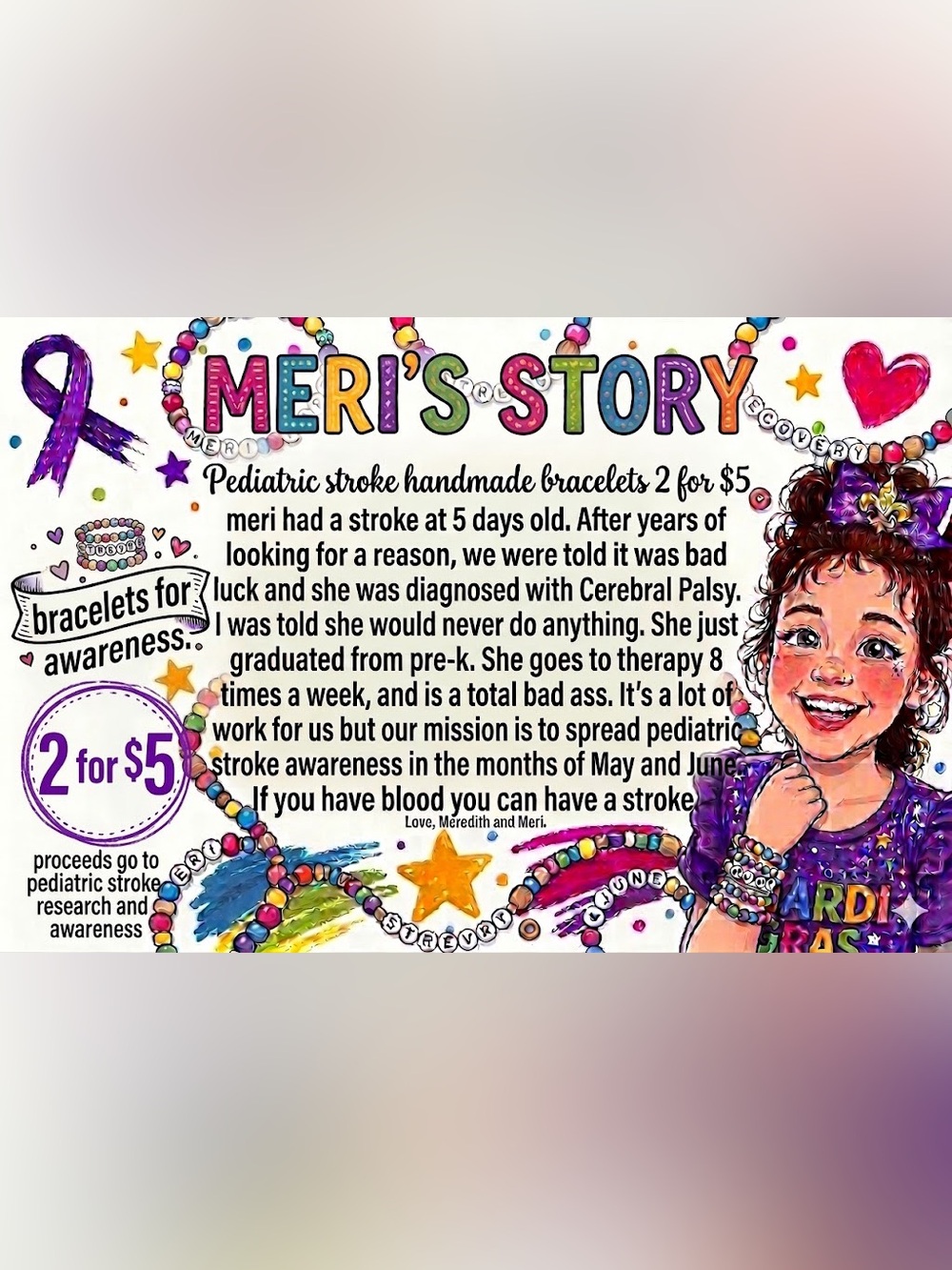 Pediatric Stroke Awareness friendship braceletsresearch and awareness
2 for 5 - Picture 3 of 7